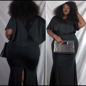 Black long lace dress